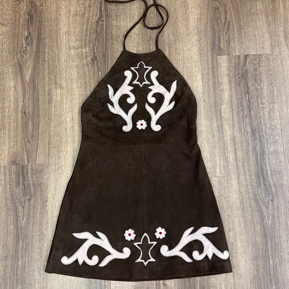 NEW Free People Sienna Goat Suede Western Mini Dress Sz XS - Picture 4 of 15